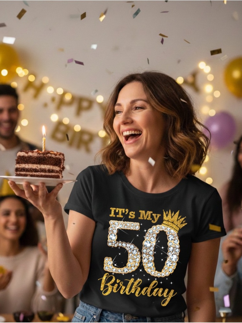 Women's Black "It's My 50th Birthday" Graphic Tee